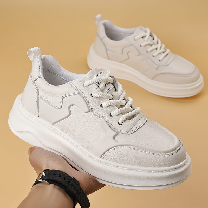 Men's White Casual Platform Sneakers